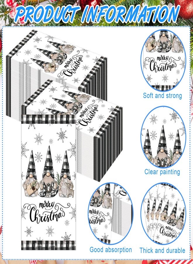 Saypacck 100 Pcs Winter Christmas Napkins 3 Ply Gnome Paper Guest Towels for Bathroom Disposable Buffalo Plaid Hand Towels Winter Decorative Napkins for Decoupage Party Holiday Kitchen Table Decor - Image 4